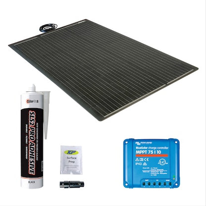 100W semi-flexible rear-exit solar panel kit